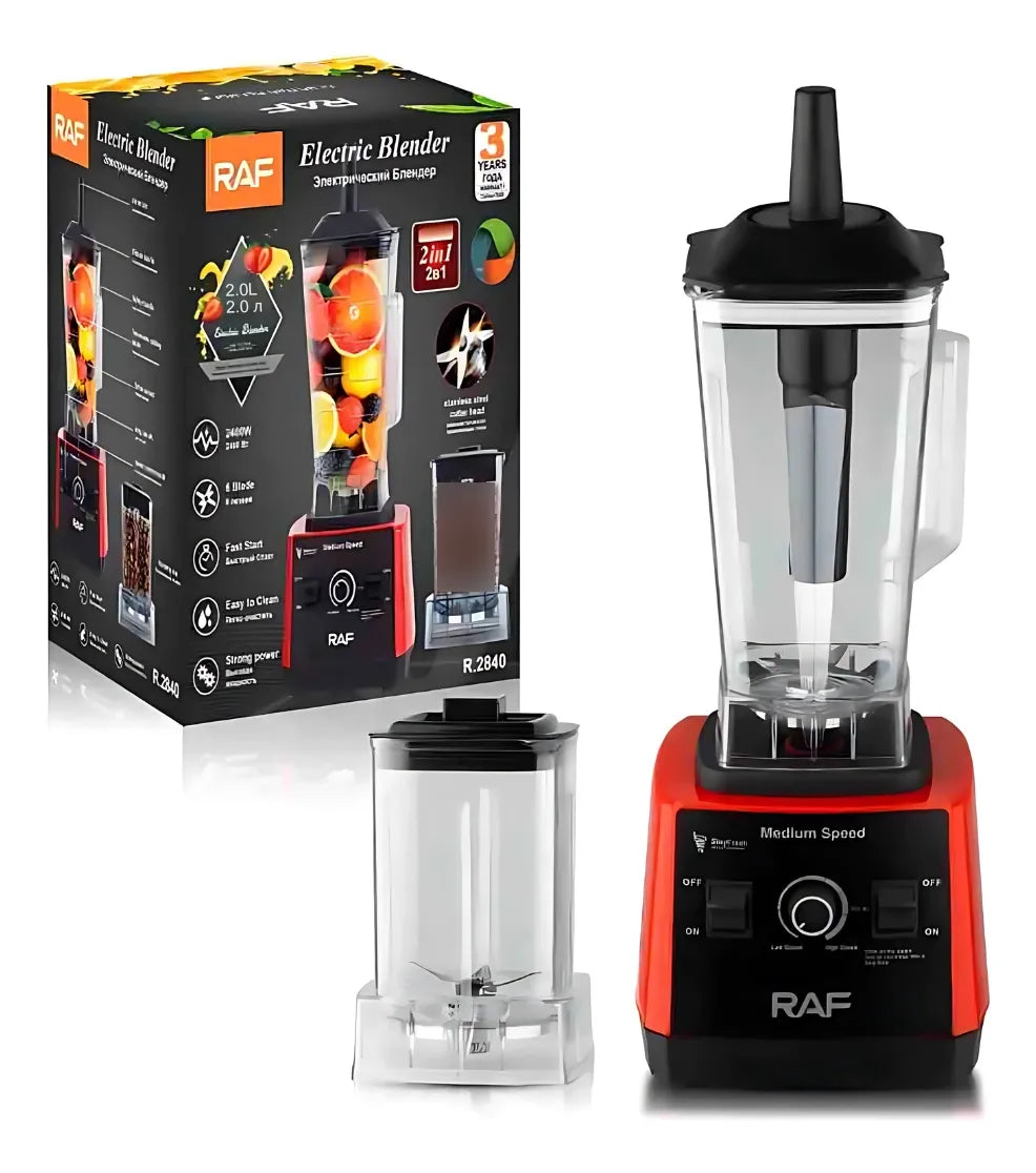 LICUADORA INDUSTRIAL RAF R-2840 – 2 EN 1 DOBLE VASO | 2400W