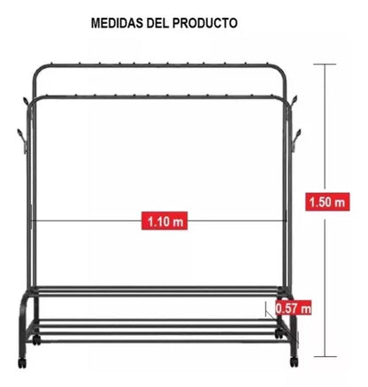 PERCHERO DE ROPA CON RUEDAS YP-610