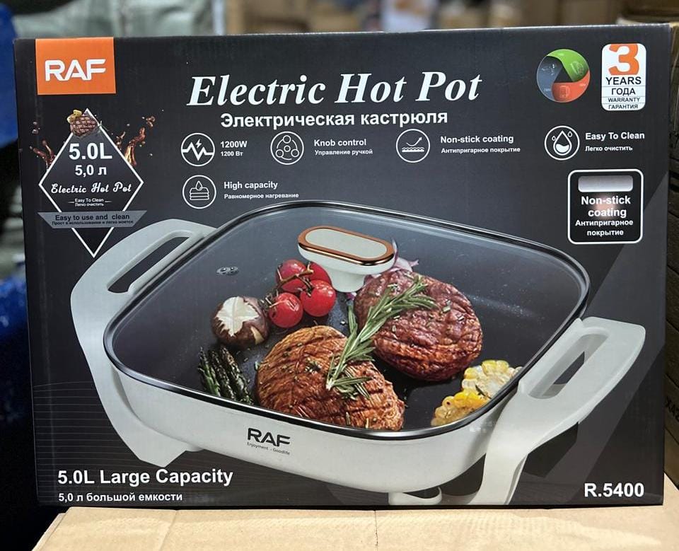 SARTEN ELÉCTRICA RAF ANTIADHERENTE R.5400 DE 1200W