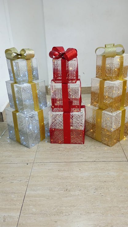 CAJA DE REGALOS NAVIDEÑOS X 3 PCS