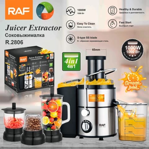 EXTRACTOR RAF DE JUGO MULTIFUNCIONAL 1.0L 800W 4 EN 1