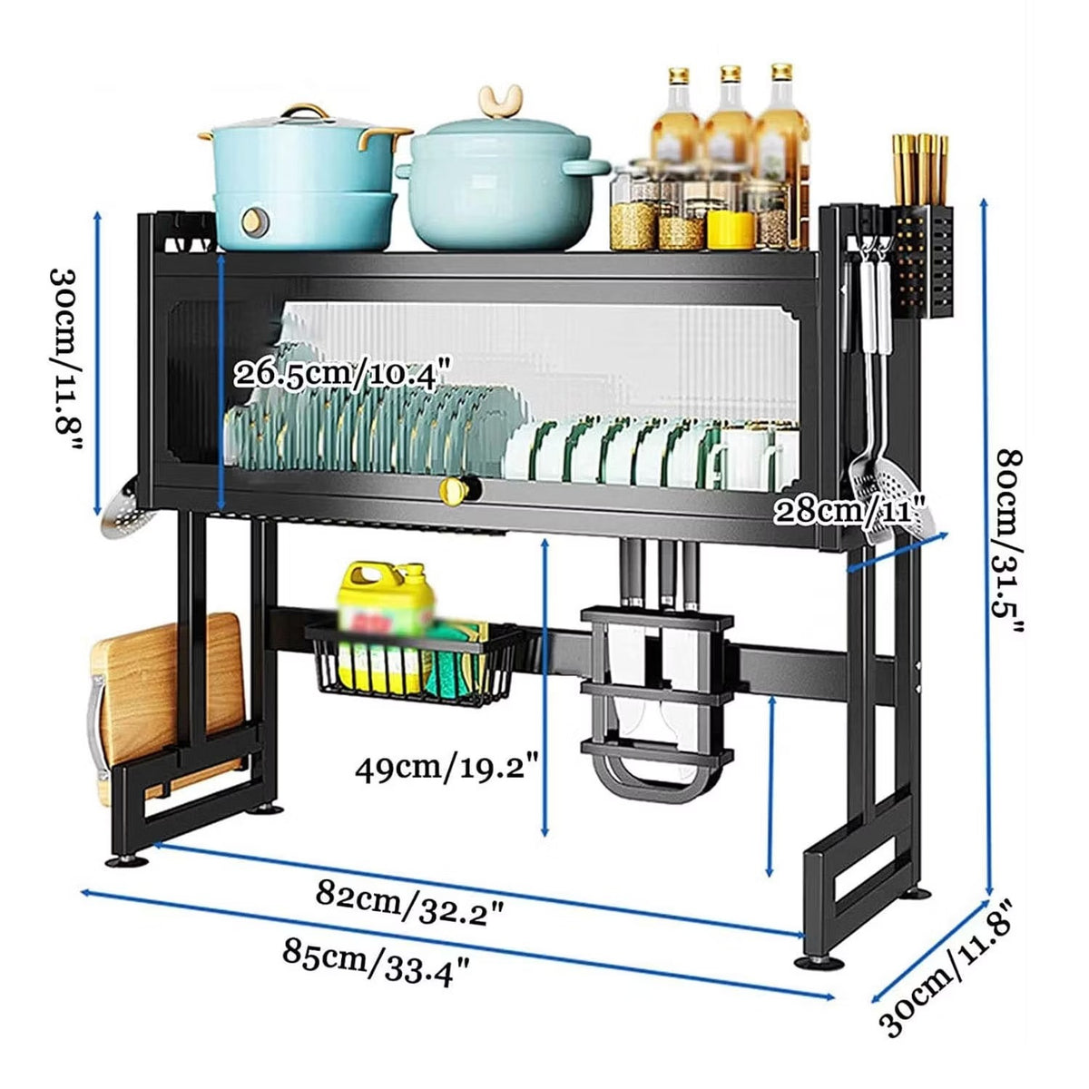 KITCHEN RACK DE 2 NIVELES CON TAPA
