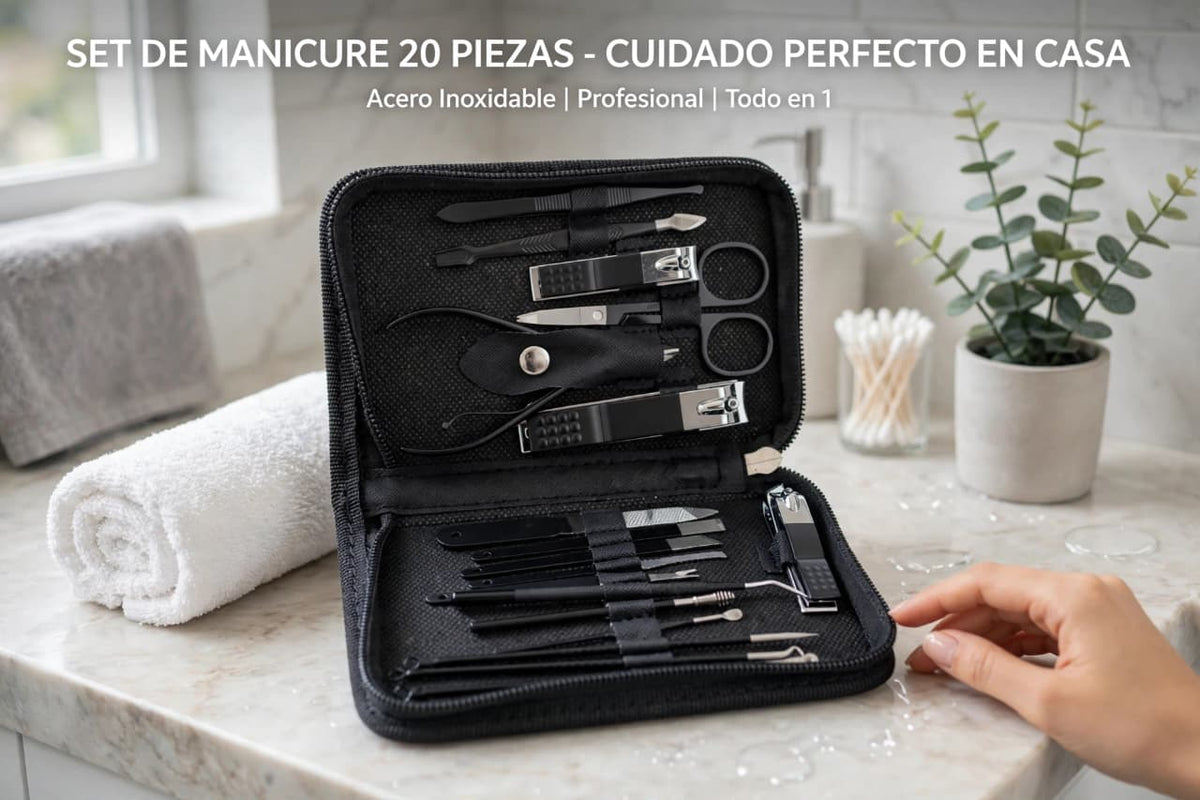 SET DE MANICURE Y PEDICURE DE 18 PIEZAS CON ESTUCHE