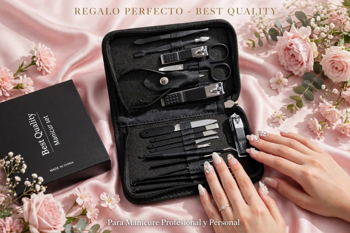 SET DE MANICURE Y PEDICURE DE 18 PIEZAS CON ESTUCHE