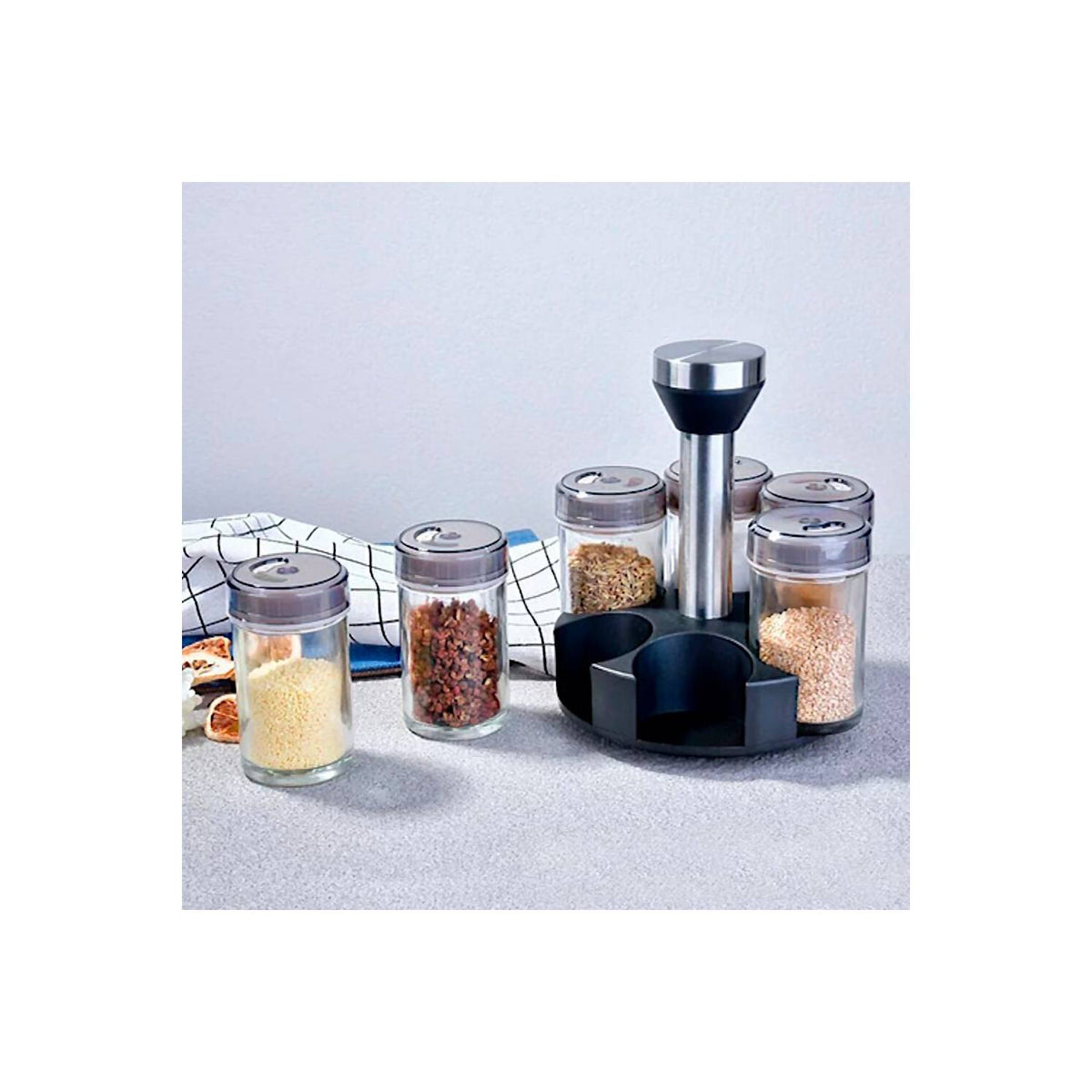 CONDIMENTERO GIRATORIO x6PCS DE VIDRIO COD OT-020